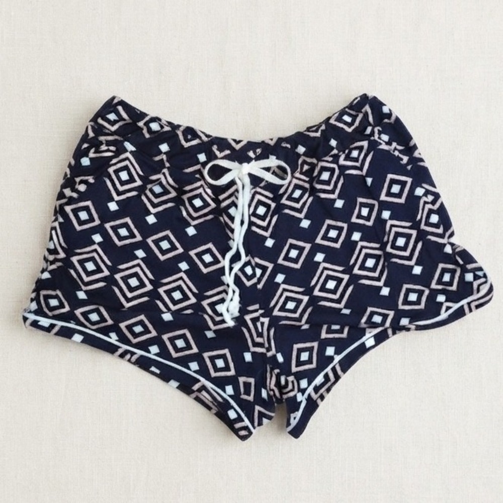 Hello Mello Dreamscape Lounge Shorts Geometric Diamond Print Black Pink M/L